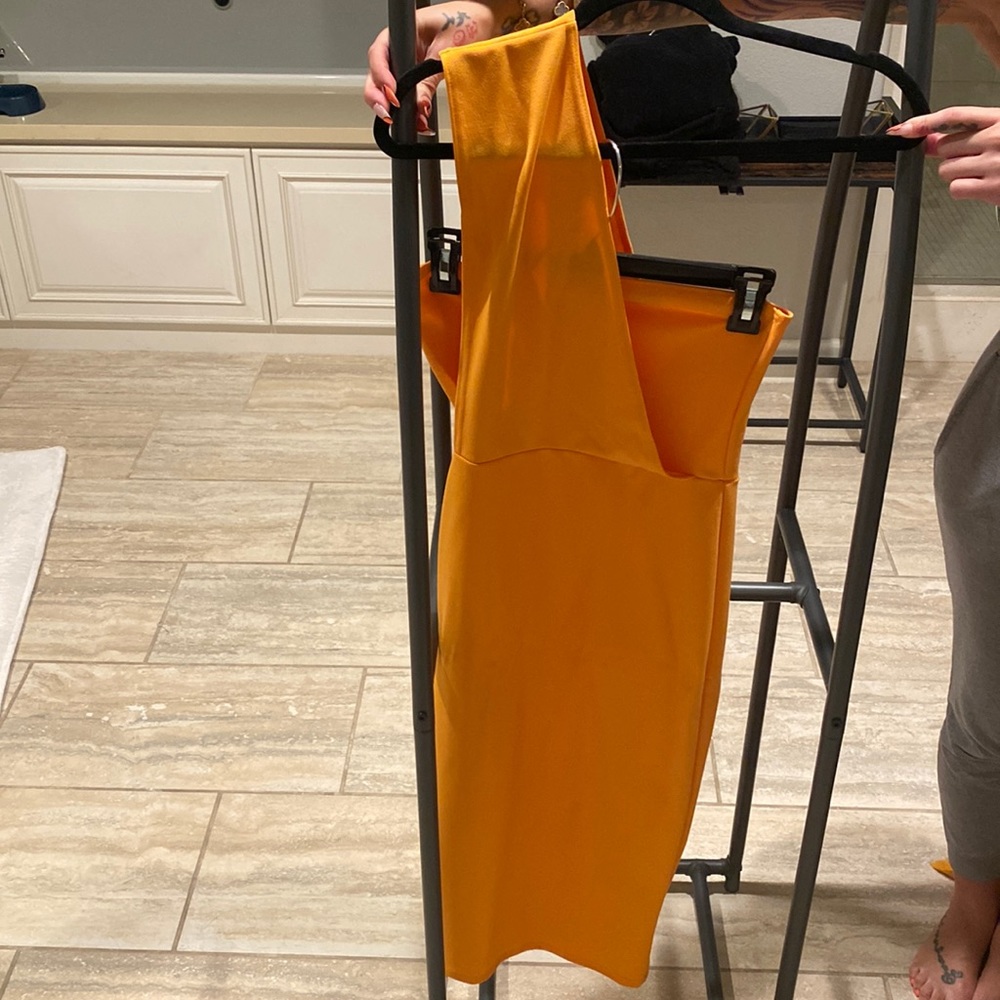 Orange one shoulder dress